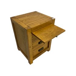 Light oak three drawer pedestal chest with slide