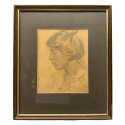 Harold Knight (Staithes Group 1874-1961): 'Ella Burke', pencil sketch signed in pencil, titled and dated 1913 in pen 16.5cm x 13cm