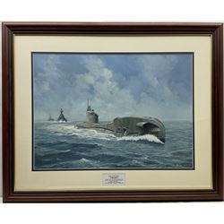 John Cooper (British 1942-): Ship's Portrait - HM Submarine 'Thorn', watercolour and gouache signed 53cm x 73cm
Notes: Thorn was a 'T' Class boat built in 1941, sunk in 1942 by Italian Destroyer escort 'Pegaso'.