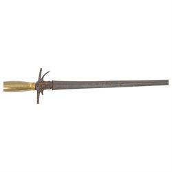 Four court swords, together with fencing foil and dagger in leather and brass scabbard 
