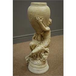  Classical composite stone figure of a woman holding a vase, H63cm  