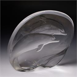 Mats Jonasson Signature Collection glass dolphin, two Caithness glass vases with dolphin decoration, Bohemia glass dolphin, Swarovski dolphin and other dolphin items