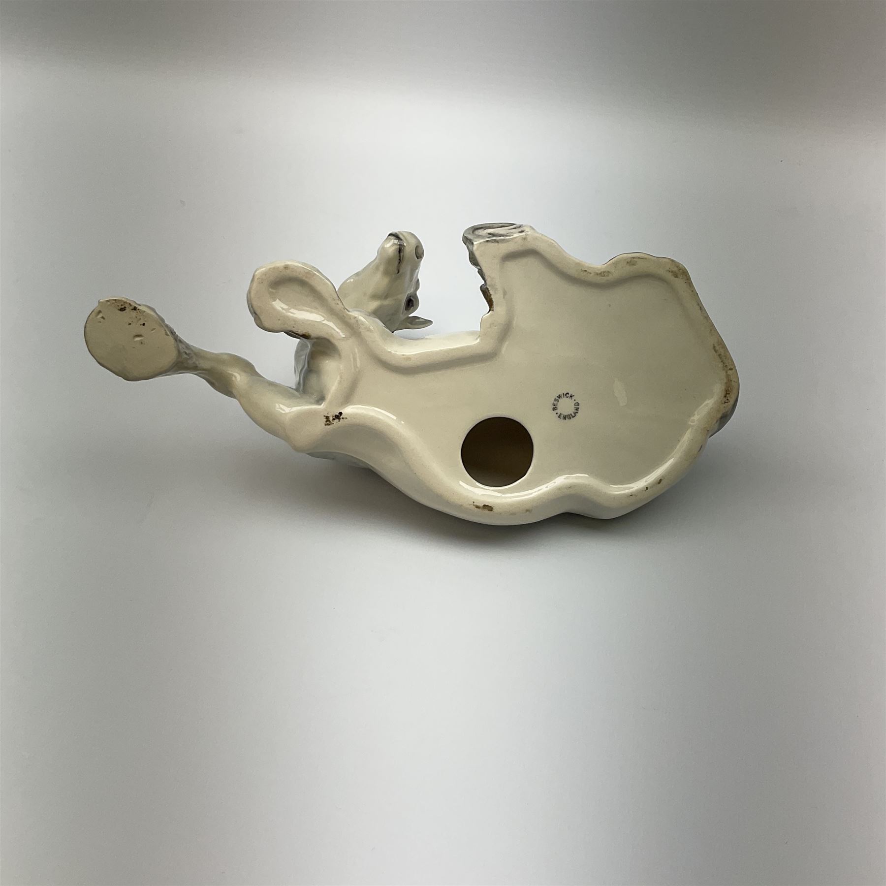 Beswick dapple grey Shire horse lying down model no 2459, with printed mark beneath. 