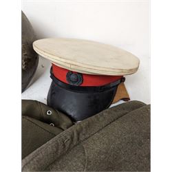 Royal Marine dress cap and two other military helmets, etc