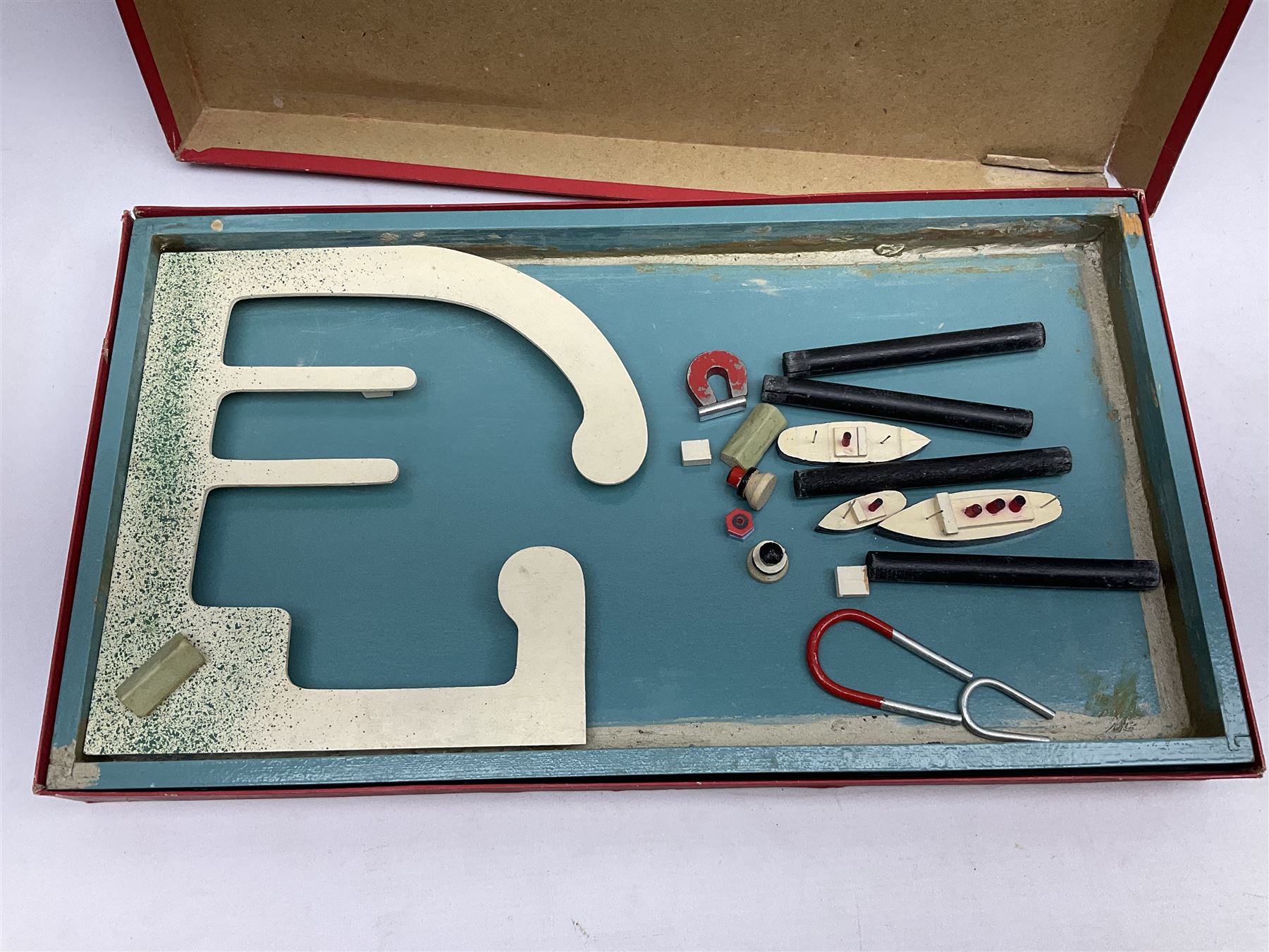 Vintage toys comprising 'Docking RMS Queen Mary' game, two boxed Pelham puppets, quantity of painted metal British soldiers to include Guardsmen, painted farm animal figures