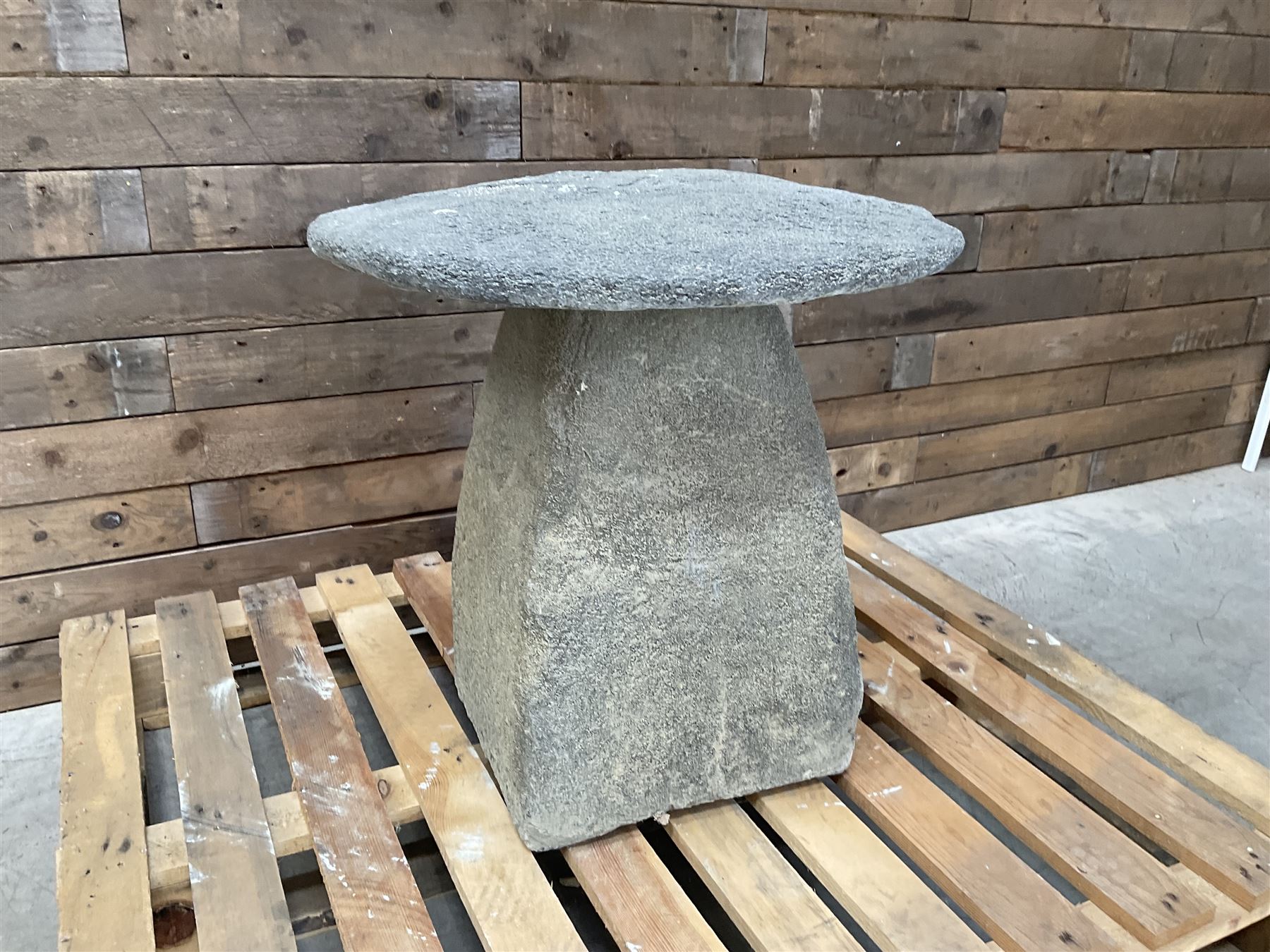 Large weathered cast stone garden staddle stone mushroom