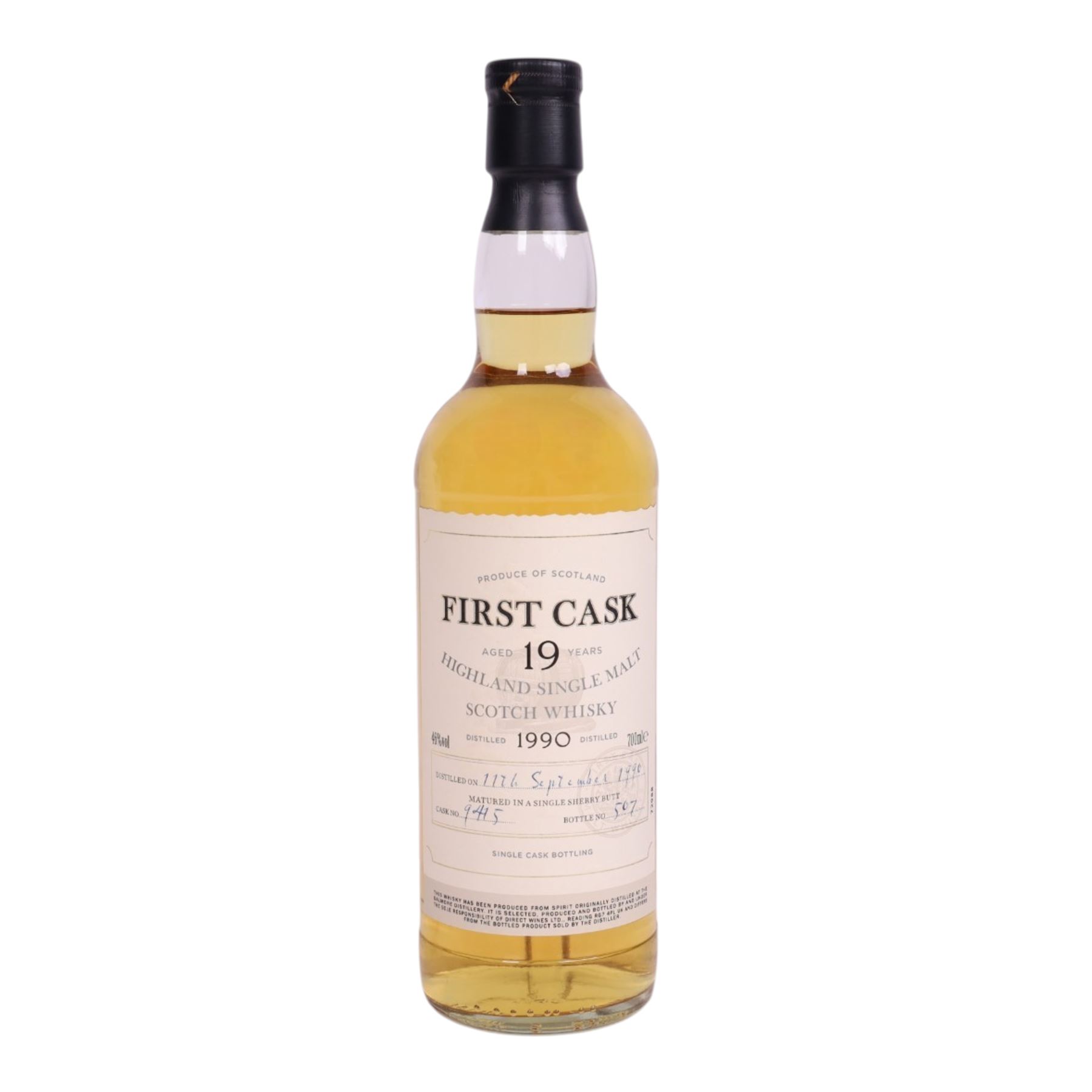 Linkwood 19 year old Spreyside single malt scotch whisky, 700ml 46% vol, First Cask; distilled 26th November 1990, from cask number 9719, bottle number 185
