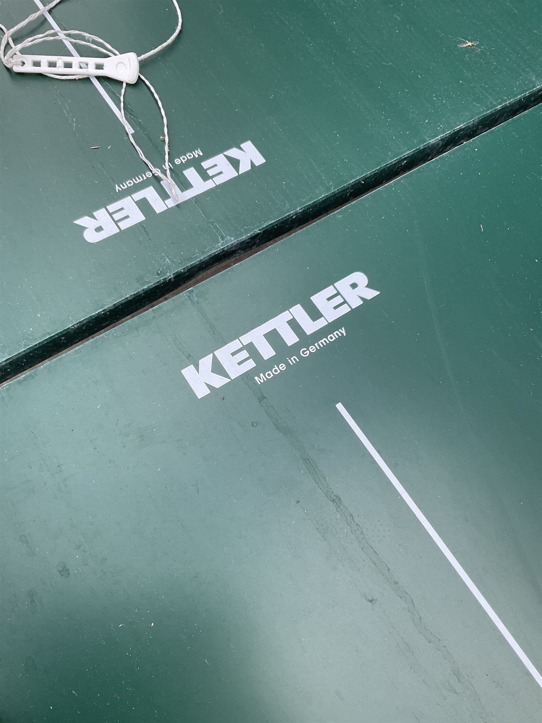 Kettler Riga outdoor tennis table with waterproof cover, net, bat and balls, 153cm x 275cm - THIS LOT IS TO BE COLLECTED BY APPOINTMENT FROM DUGGLEBY STORAGE, GREAT HILL, EASTFIELD, SCARBOROUGH, YO11 3TX