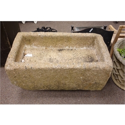  Large rectangular granite trough planter, L95cm x W55cm, H39cm  