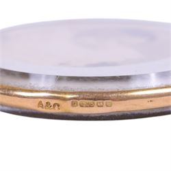 9ct gold jewellery glazed photograph pendant, hallmarked, together with silver miniature scent bottle, brooch and pendant