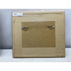 W J Sutton (British 19th/20th Century): 'HMS - Ocean, Colossus, Barfleur, Rosalind, Bulwark', set of five watercolours signed, two titled on mount the others inscribed verso 8cm x 12cm (5)