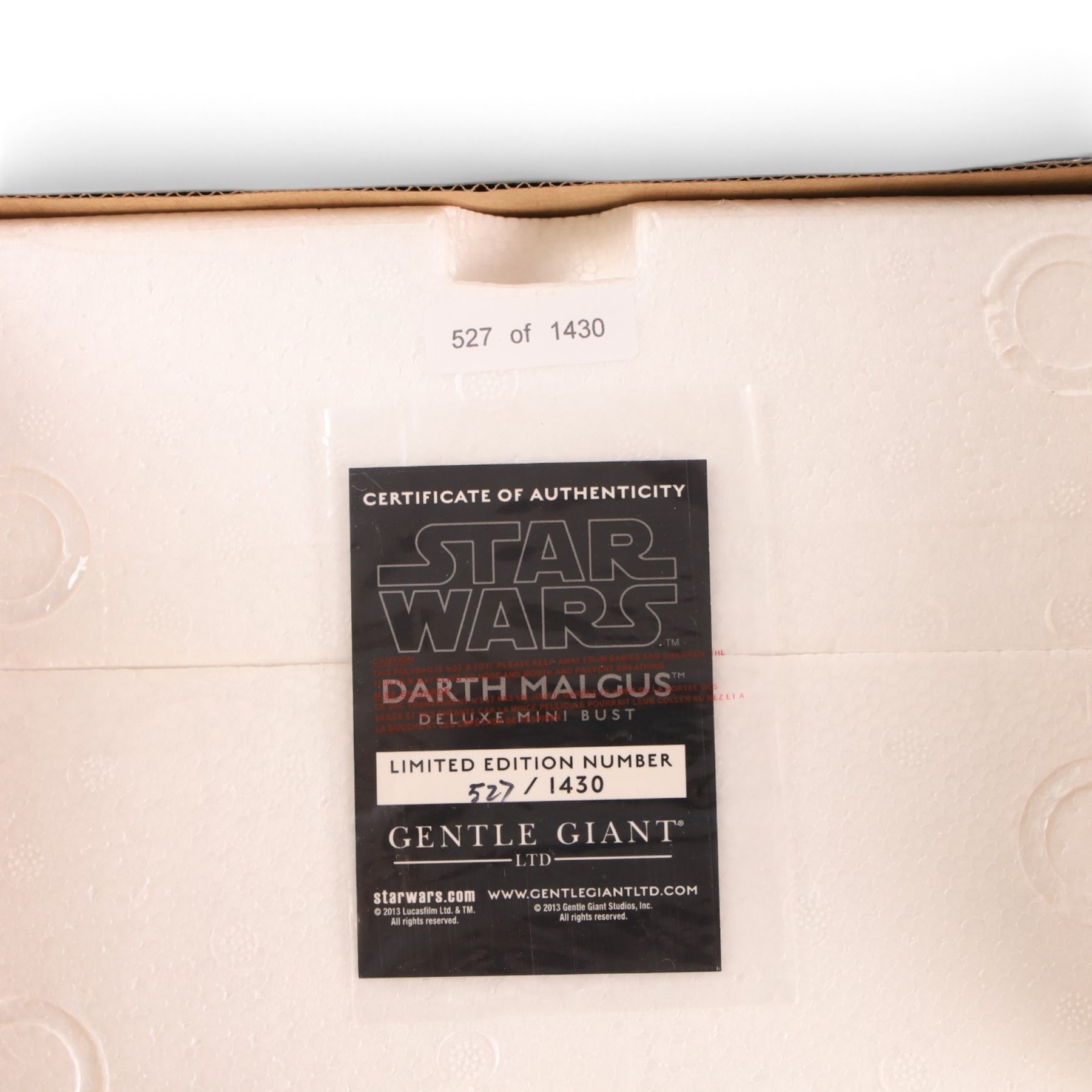 Three Gentle Giant Star Wars The Old Republic statues/busts, comprising a limited edition Darth Malak collectible statue limited edition no. 9/900, Darth Malgus Deluxe Mini Bust no. 257/1430 and a collector's edition Darth Malgus Statue, all boxed