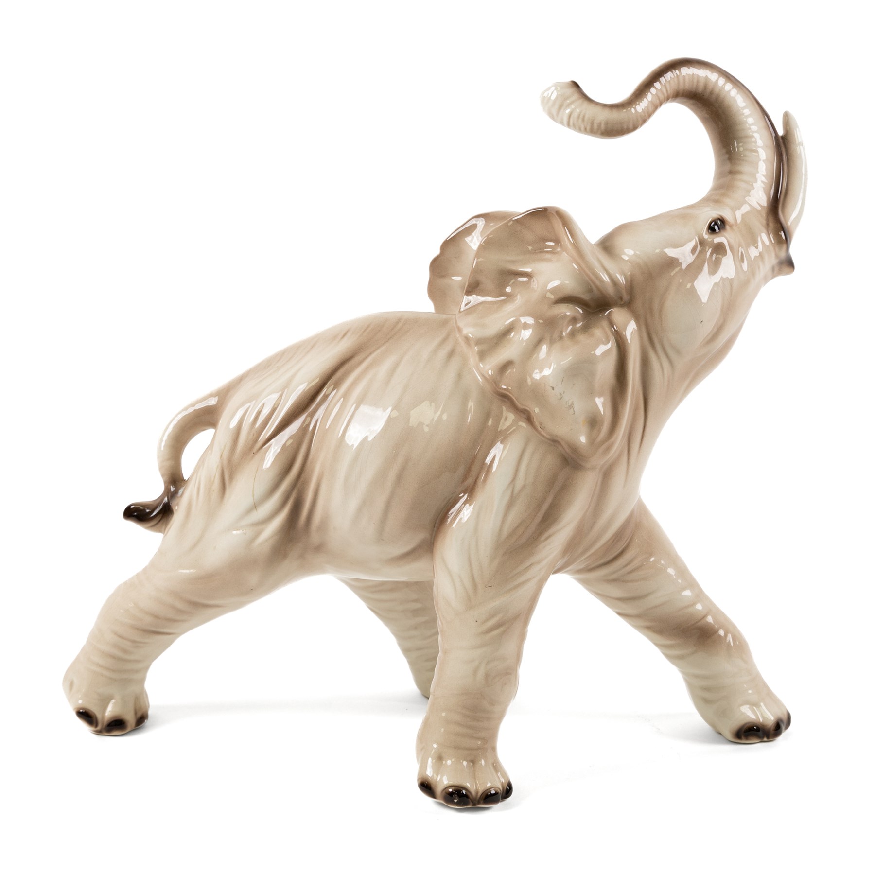 Italian Mid-century elephant, with trunk raised, H40cm