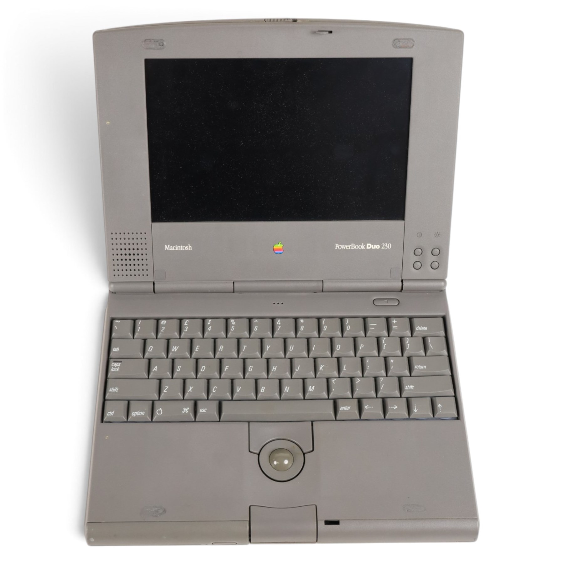 1990s Apple Macintosh Powerbook Duo 230 with Duo Dock and Macintosh Colour Display screen