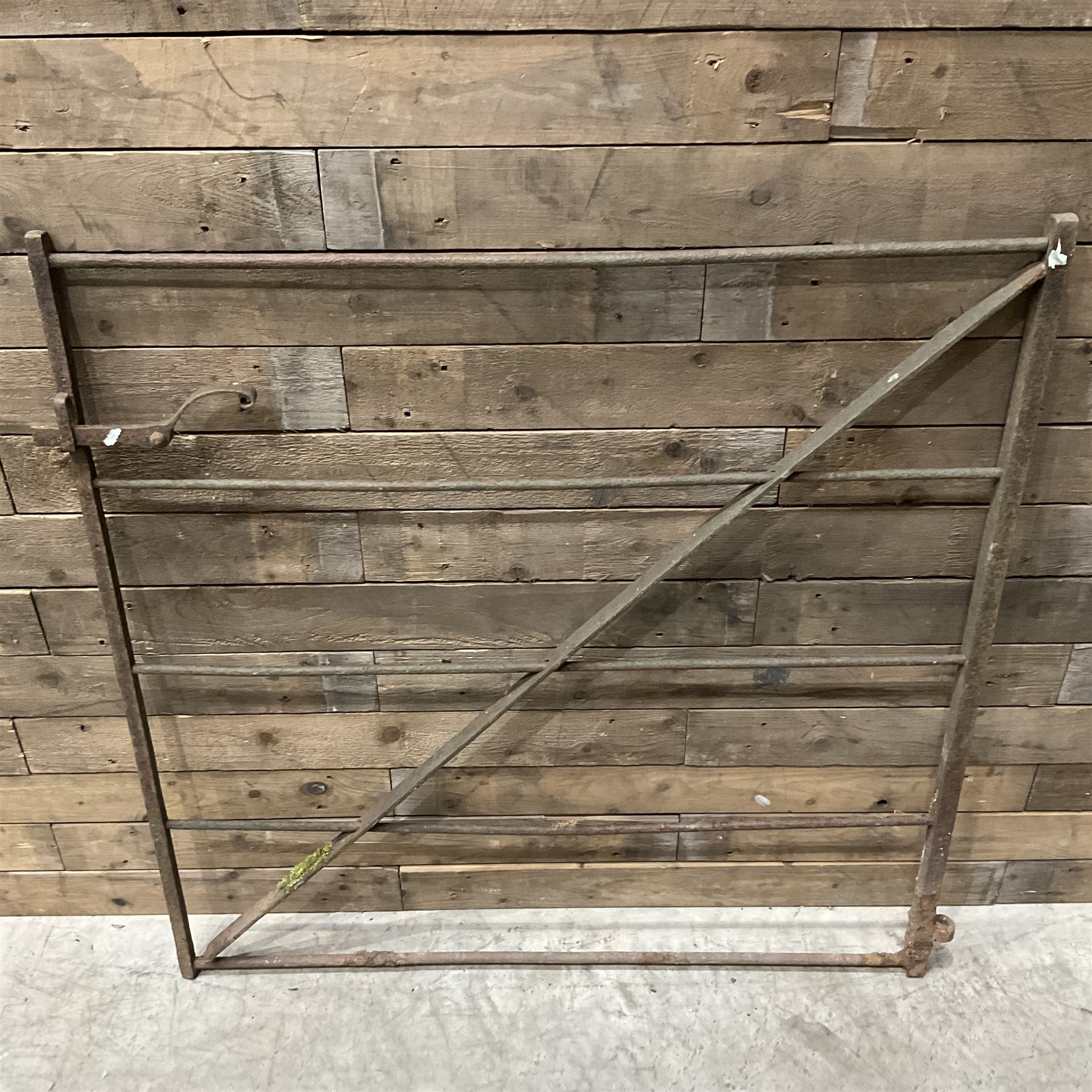 Large wrought metal country driveway or field gate (W324cm, H125cm)and a similar pedestrian gate (W110cm, H108cm)