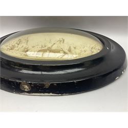 Justin Mathieu; oval high relief plaque depicting a battle scene, within frame H36cm