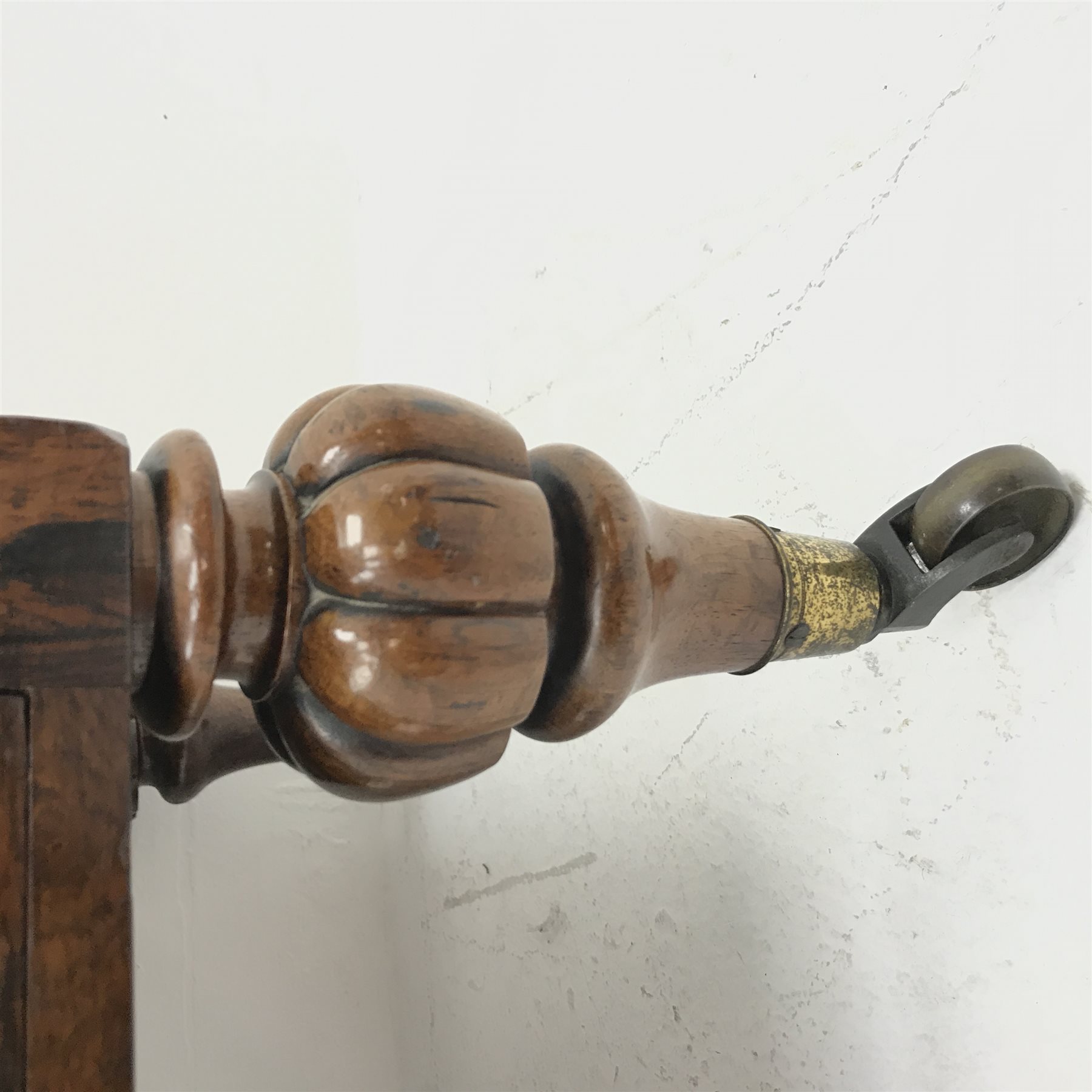 Victorian rosewood two tier etagere, scroll fretwork gallery back, carved elongated c scroll supports with scrolled terminals and barley twist supports, single drawer to base, turned and lobe carved feet with brass cups and castors, W77cm, H94cm, D36cm