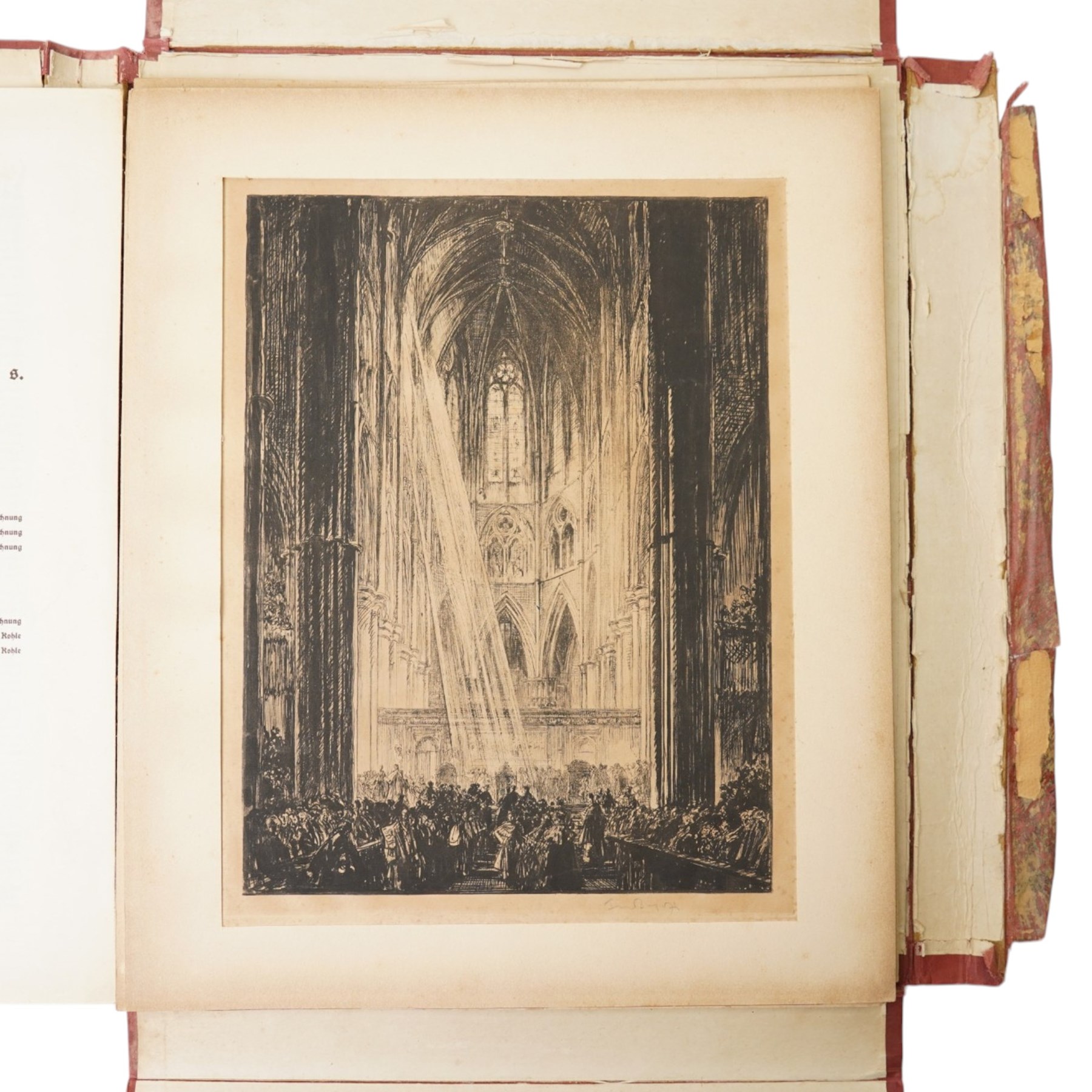 'Frank Brangwyn - Twenty Graphic Works' partial portfolio by Artur Wolf Verlag, to include 'Santa Maria della Salute' 'The Coronation of King Edward VI in Westminster Abbey' 'Study for King John Signing the Magna Carta' 'Train Station - Gare du Nord' 'Locomotive - Gare du Nord' 'The Drinkers' 'The Storm' 'Old Hammersmith' and 'Decorative Drawing for The Daily Chronicle', one lithograph two etchings and six photomechanical lithographics, three signed max 42cm x 33cm (9) (unframed)
Notes: Verlag's limited edition portfolio was originally released in 1921. This copy is marked as no. 81.