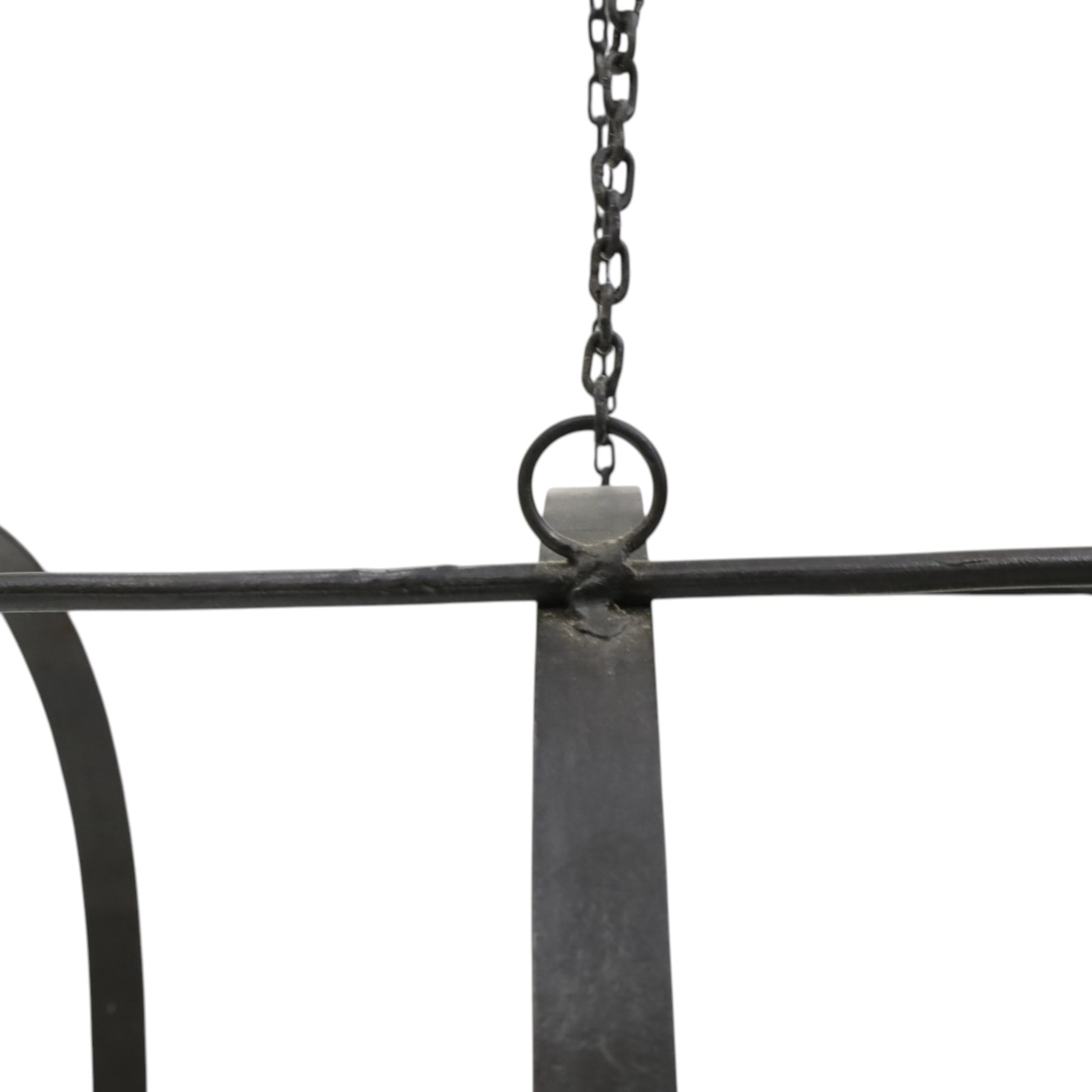 Wrought iron Kitchen hanging pot rack  L80cm and a brass milk pail 
