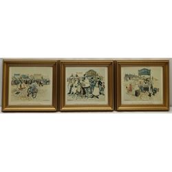 Margaret Chapman (British 1940-2000) 'The Stallholders', set three limited edition lithographs signed in pencil with Fine Art Trade Guild blindstamps 29cm x 32cm (3)
