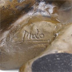 Bronze figure, modelled as a cougar or panther in crouching pose, signed Milo and also bearing foundry mark, L40cm