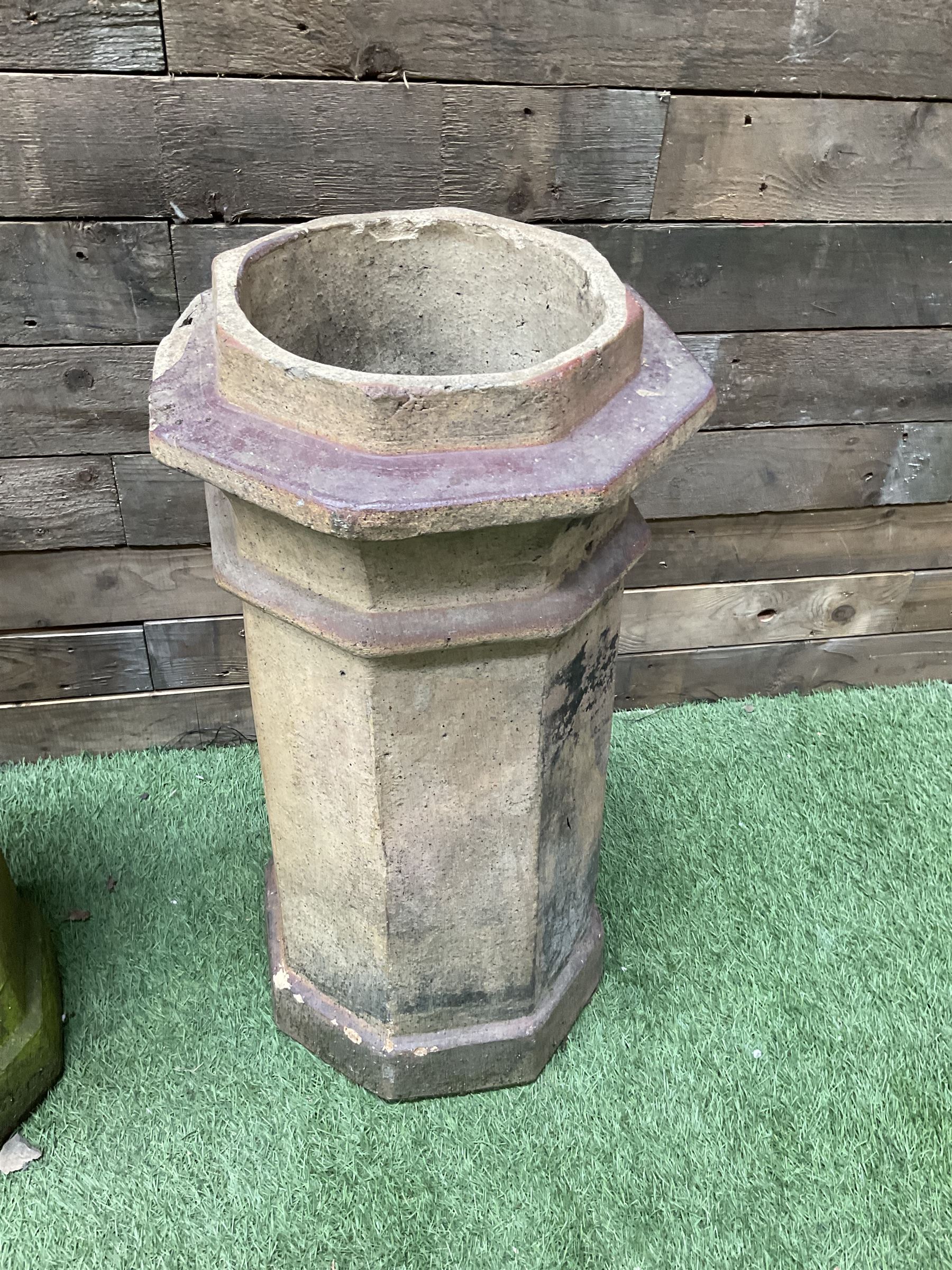 Pair of octagonal terracotta chimney pots  - THIS LOT IS TO BE COLLECTED BY APPOINTMENT FROM DUGGLEBY STORAGE, GREAT HILL, EASTFIELD, SCARBOROUGH, YO11 3TX