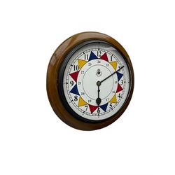English - 8-day timepiece fusee wall clock with a beech surround and painted bezel, 12