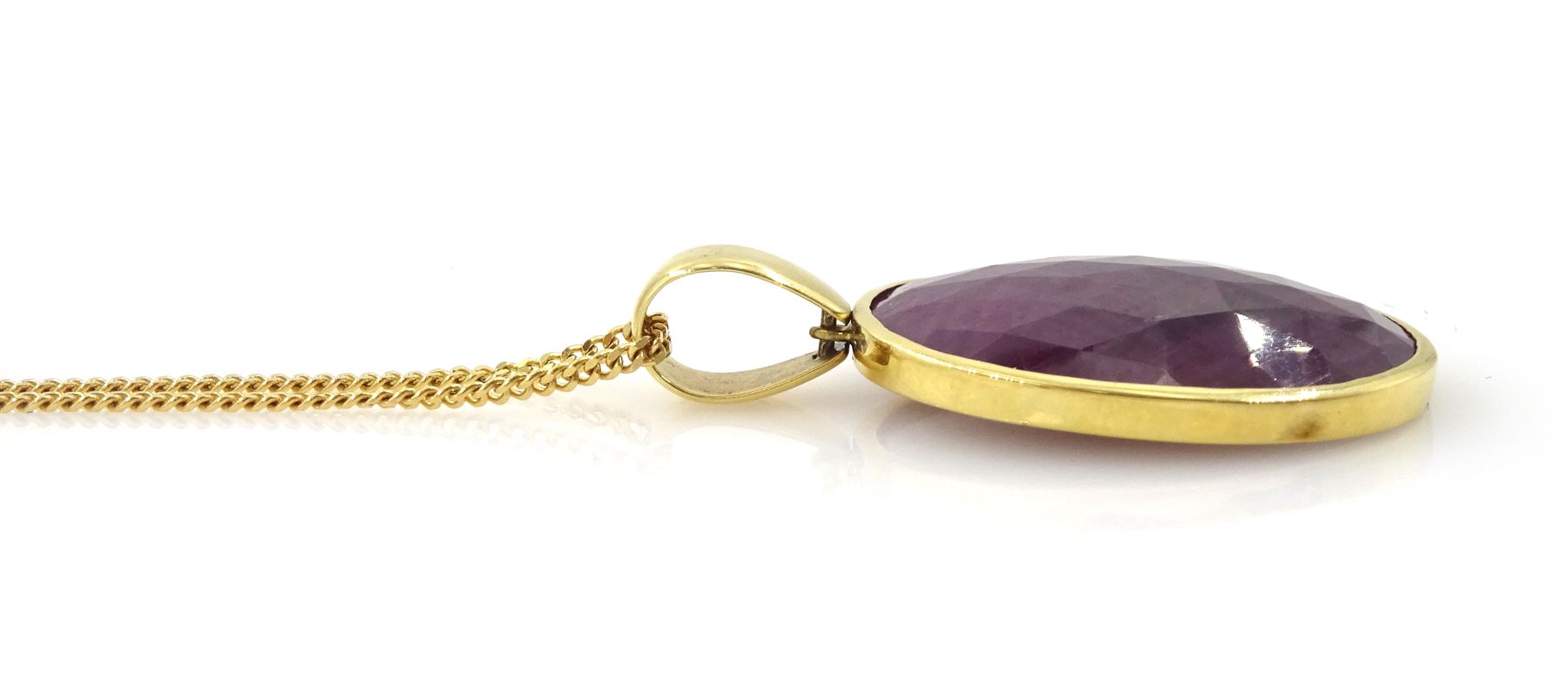 18ct gold oval cut unheated ruby pendant necklace, hallmarked, ruby approx 24.05 carat