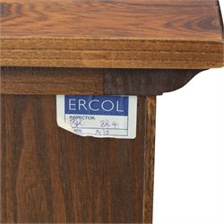 Ercol - elm dresser sideboard, fitted with four drawers and four cupboards with carved detail, drawer featuring cutlery slide