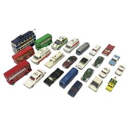 Corgi/Dinky - twenty-four unboxed and playworn die-cast models, predominantly emergency vehicles and buses; including Autocar Isobloc, Superior Criterion Ambulance, Ford Transit Police Vans, Chevrolet Impalas, Minissima, Ausin Mini Police van etc (24)