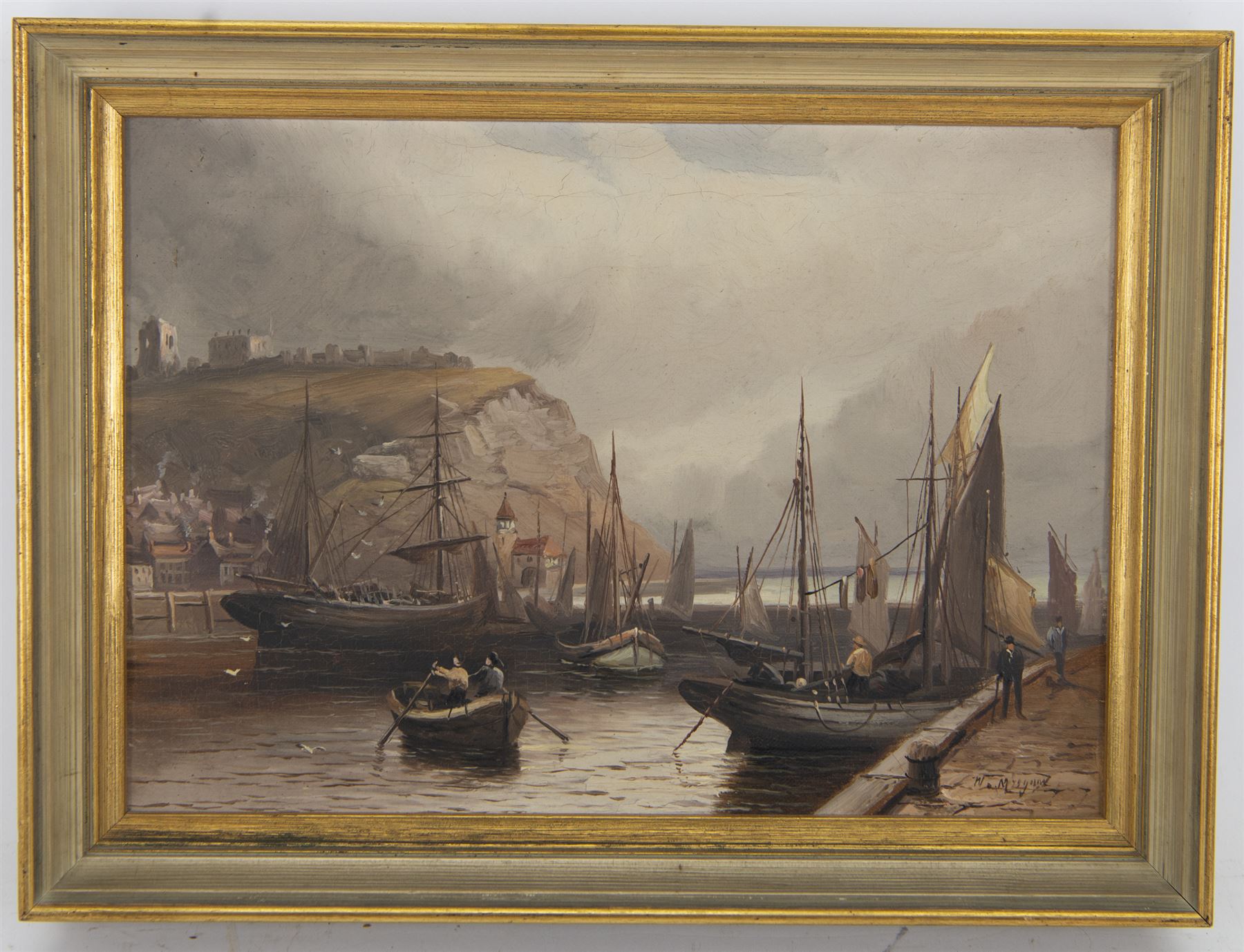 Walter Linsley Meegan (British c1860-1944): Scarborough and Whitby Harbour, pair oils on canvas signed 24cm x 34cm (2)