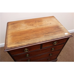  George III cross banded and boxwood strung chest, two short and four long cockbeaded drawers with brass handles,  shaped bracket supports, W81cm, H90cm, D51cm  