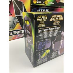 Star Wars - La Guerra De Las Galaxias La Guerre Des Etoiles/Shadows of the Empire - TIE Fighter; Cloud Car; Airspeeder; Landspeeder; Death Star Escape; Detention Block Rescue; Imperial Speeder Bike; Boba Fett IG-88; and Crowd Control Stormtrooper; all boxed/carded (9)