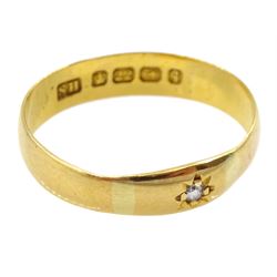 Victorian 22ct gold gypsy set single stone diamond ring, Birmingham 1890 