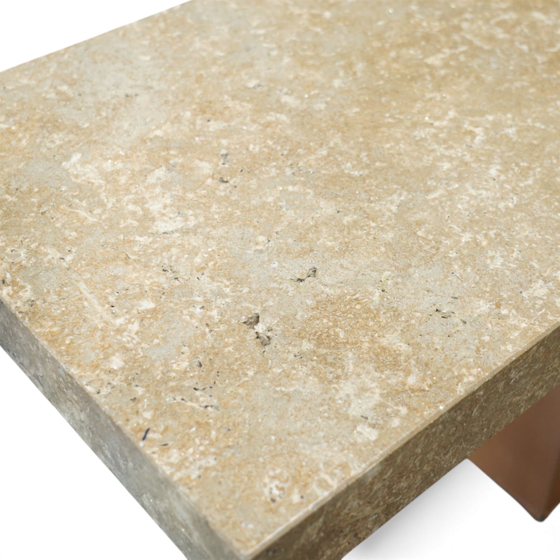 Barker & Stonehouse - sienna gold stone console table, on brown faux leather base