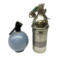 Sparklet 'The Prana' soda siphon charger, together with a Sparklets 'Globemaster' soda siphon in blue, circa 1960-80, tallest H38cm