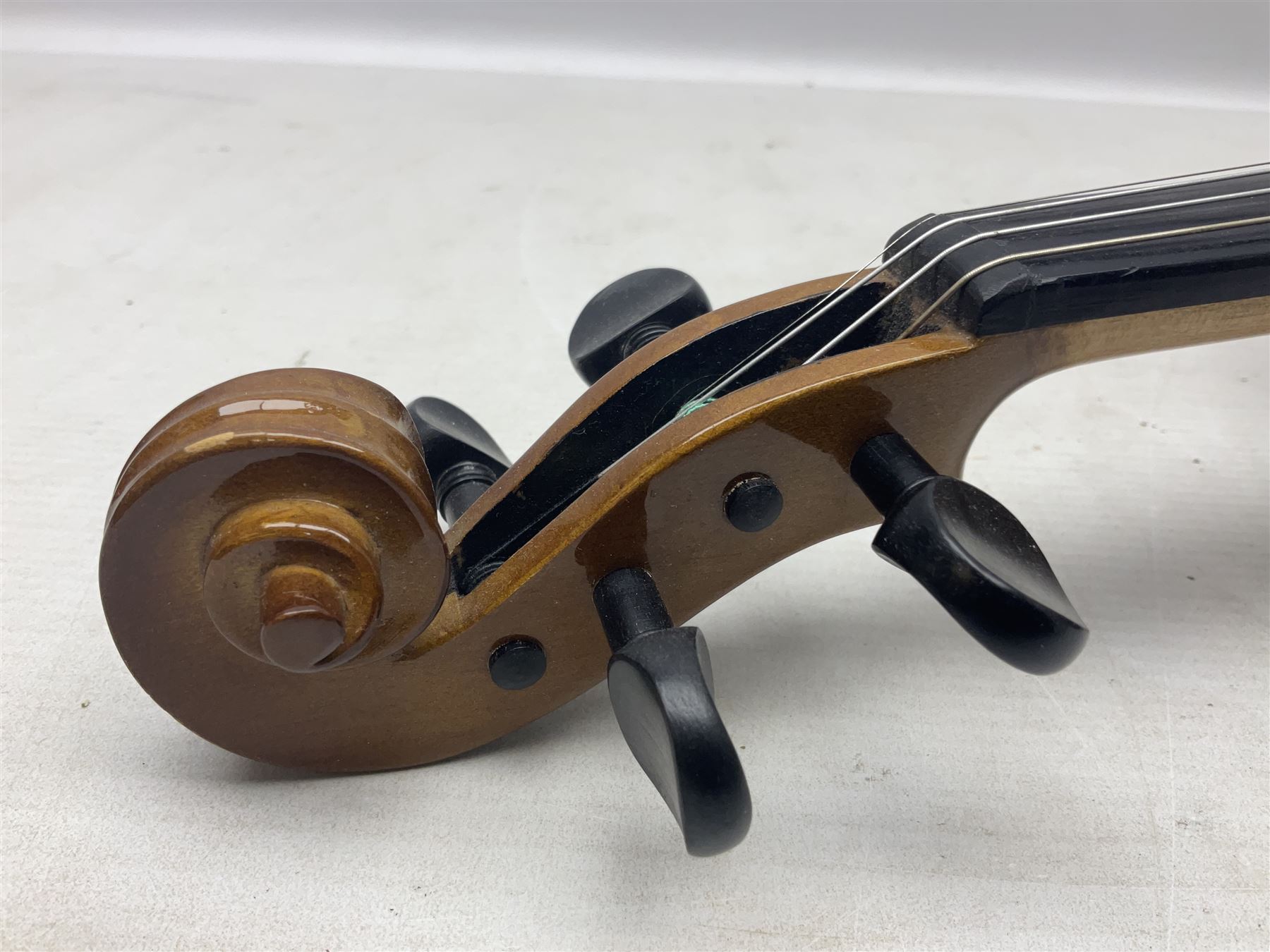 Stentor Student violin with 36cm two-piece back and spruce top, bears label 'The Stentor Student II No.1117807' L59cm; and another similar student's violin by Palatino (2)