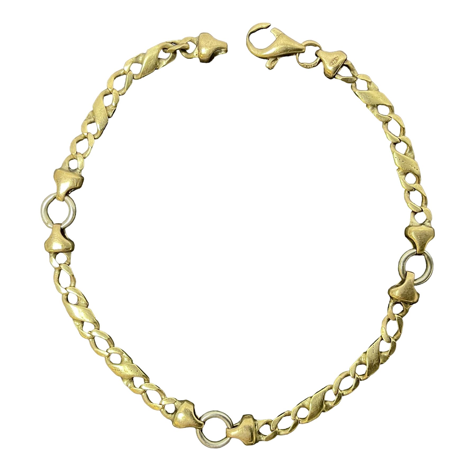 9ct Yellow & White Gold Fancy Link Chain Bracelet