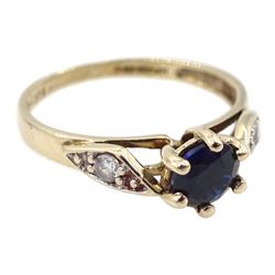 9ct gold sapphire and cubic zirconia ring, hallmarked