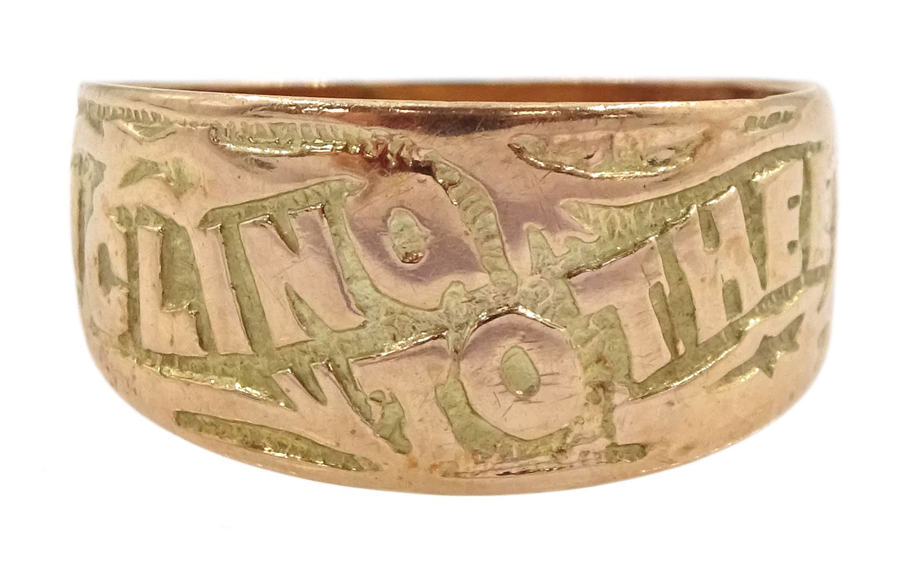 Early 20th century 9ct rose rose 'I Cling To Thee' ring, Chester 1916