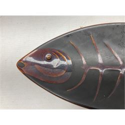 Mid century Beswick dish in the form of a stylised fish, with impressed marks beneath, no 2171, L30cm