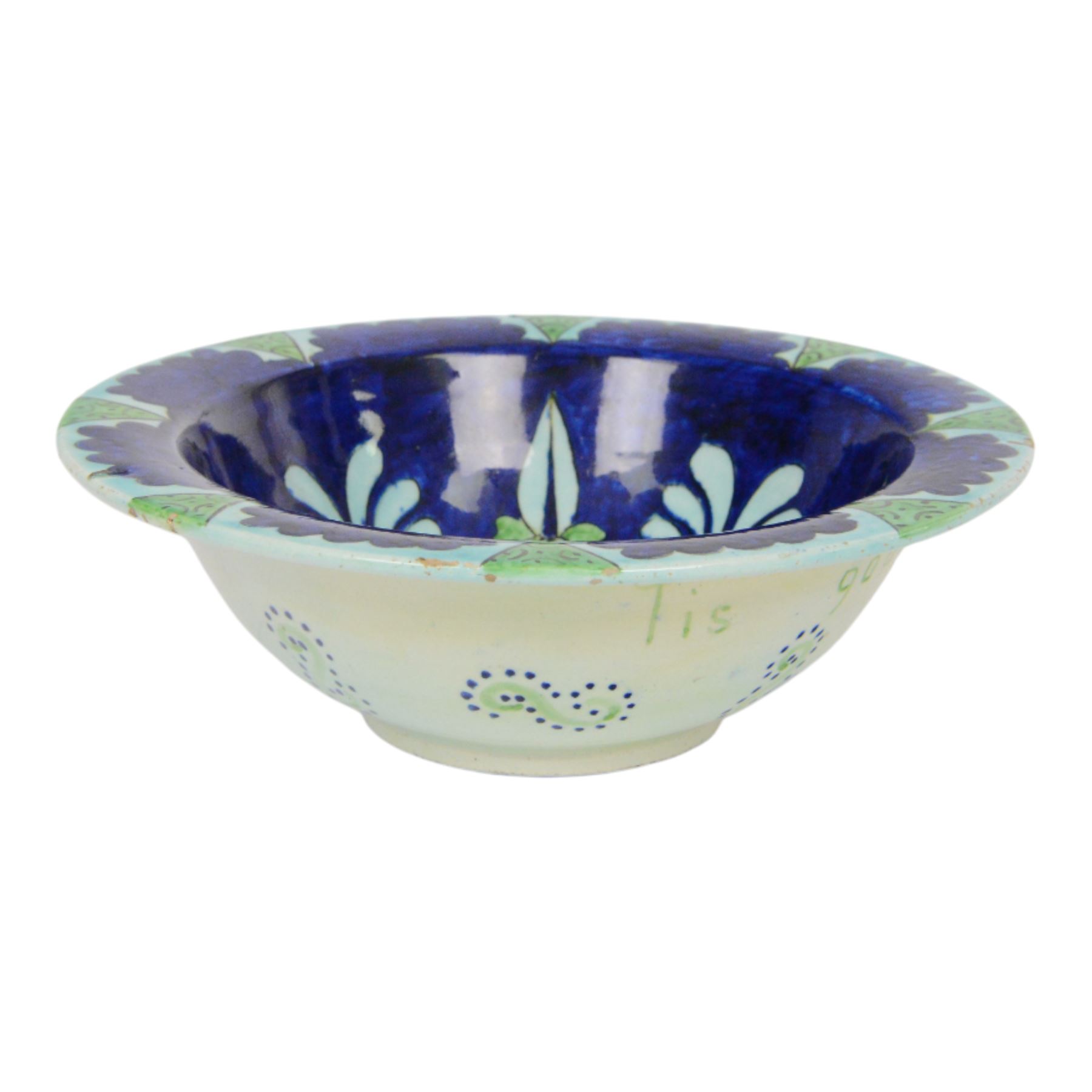 After Torquato Castellani, tin-glazed earthenware bowl, with a floral design the the centre, marked beneath, D19cm 