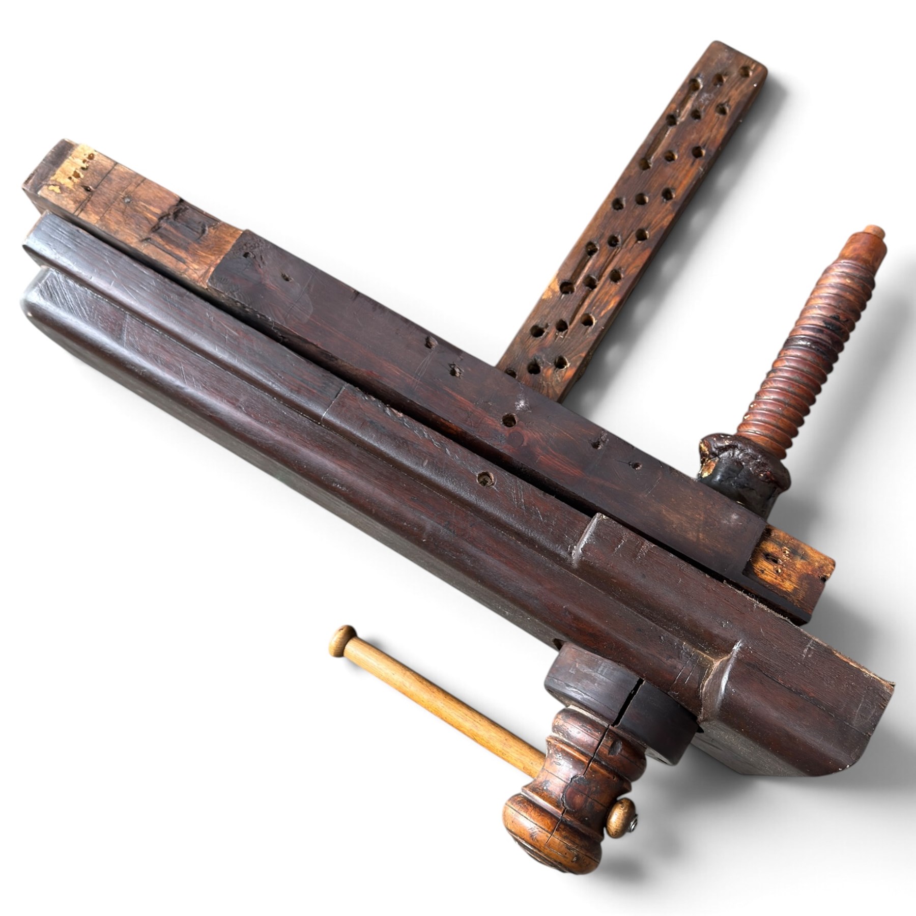 Large 20th century handmade wooden vice 
