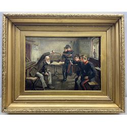 Ralph Hedley (Staithes Group 1851-1913): Study for 'The Veteran', oil on canvas signed with initials and dated '96, 35cm x 48cm 
Notes: a working study for the finished painting of the same title and date which hangs in the Laing Gallery Newcastle.
