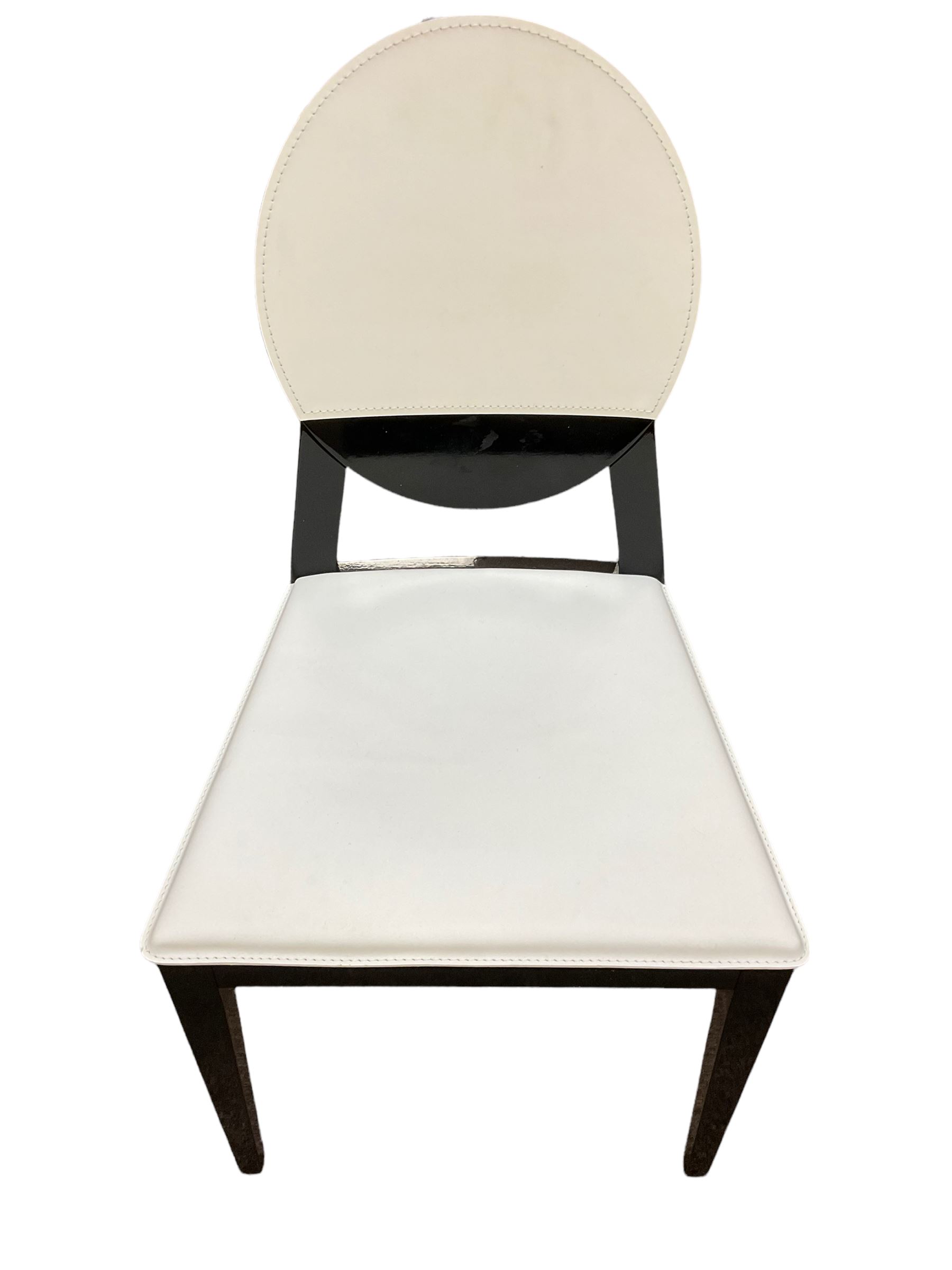 Casabella Dolce Vita black gloss and glass extending dining table, rectangular, and set six chairs black and white dining chairs