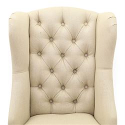 Set of six contemporary button back wingback dining chairs