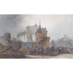 Paul Marny (French/British 1829-1914): Market Traders in a French Cathedral City, watercolour signed 44cm x 66cm 
Provenance: private collection, purchased David Duggleby Ltd 7th December 2015 Lot 195
