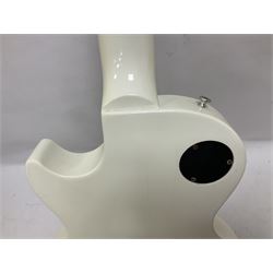 2010 Gibson Les Paul studio guitar, serial no101500537 in white finish with gold and pale green hardware, in Auden soft carry case, guitar L100cm