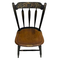 Set of four Hitchcock chairs, ebonised and painted detail