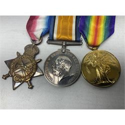 WW1 group of three medals comprising British War Medal, 1914-15 Star and Victory Medal awarded to 41493 Pte. W. Varley R.A.M.C.; all with ribbons